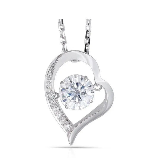 14k White Gold Floating / Dancing Moissanite Necklace / Pendant 1ct Center Stone Moissanite Engagement Rings & Jewelry | Luxus Moissanite | Floating Necklace