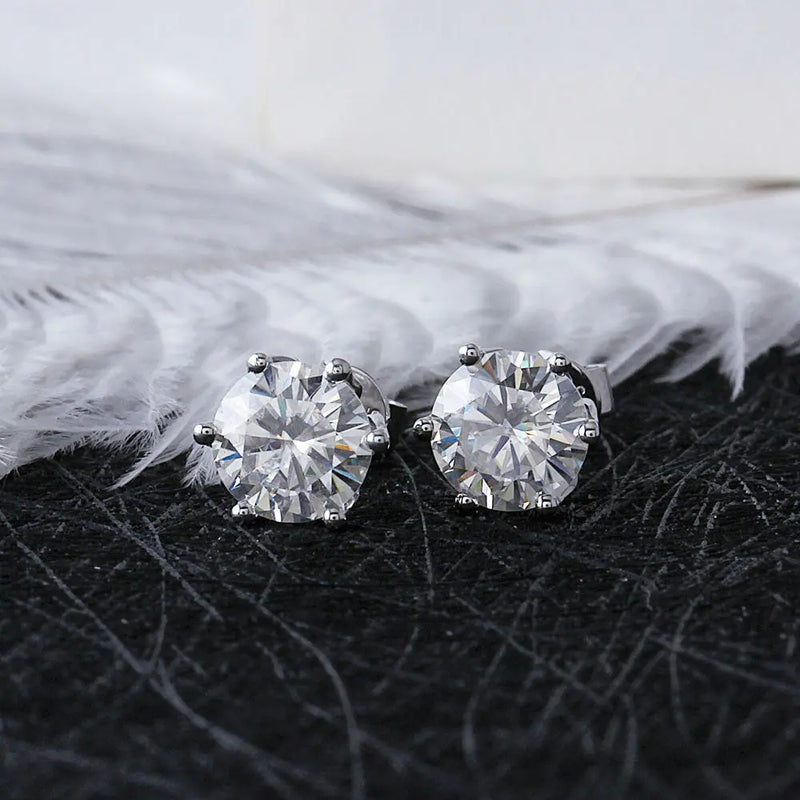 14k White Gold Flower Shaped Stud Moissanite Earrings 2ctw Moissanite Engagement Rings & Jewelry | Luxus Moissanite