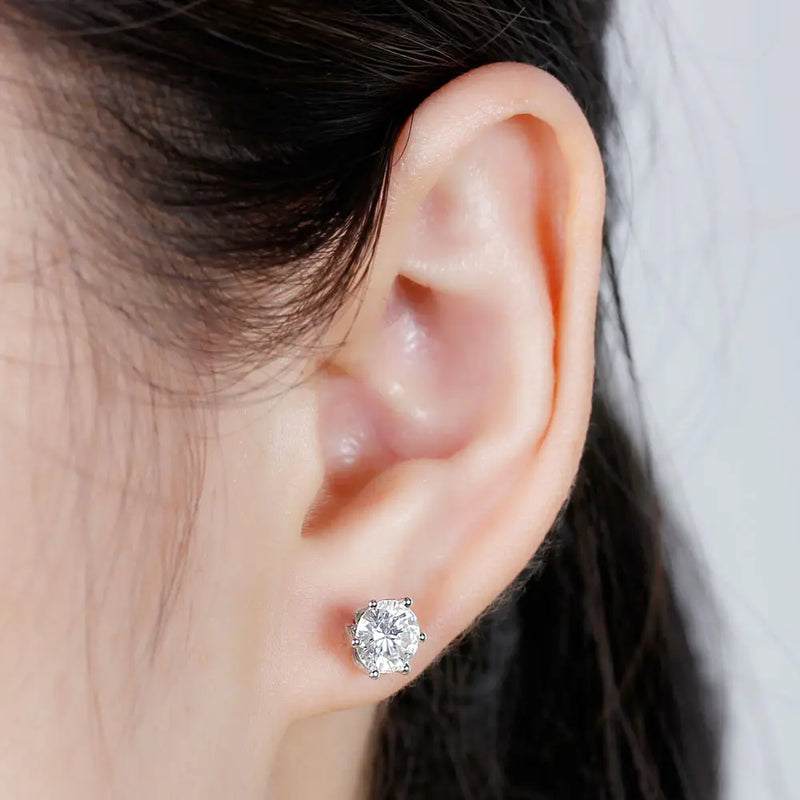 14k White Gold Flower Shaped Stud Moissanite Earrings 2ctw Moissanite Engagement Rings & Jewelry | Luxus Moissanite