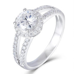14k White Gold Halo Moissanite Ring 1ct Center Stone Moissanite Engagement Rings & Jewelry | Unique Engagement Ring Styles |Luxus Moissanite
