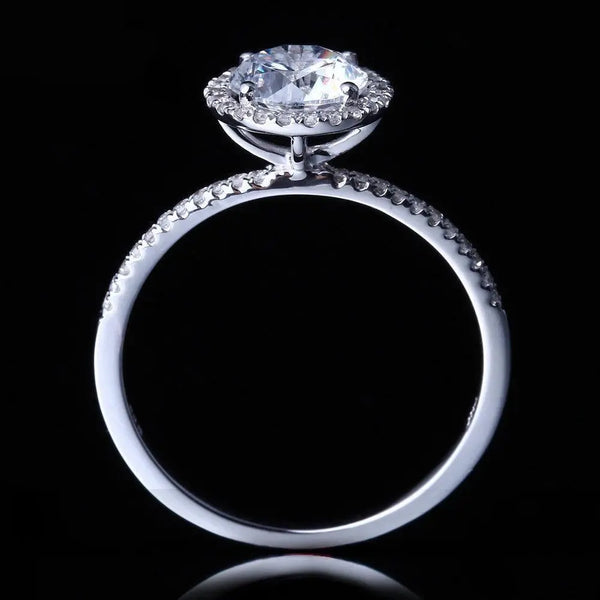 14k White Gold Halo Moissanite Ring 1ct Center Stone Moissanite Engagement Rings & Jewelry | Woman ring | Luxus Moissanite