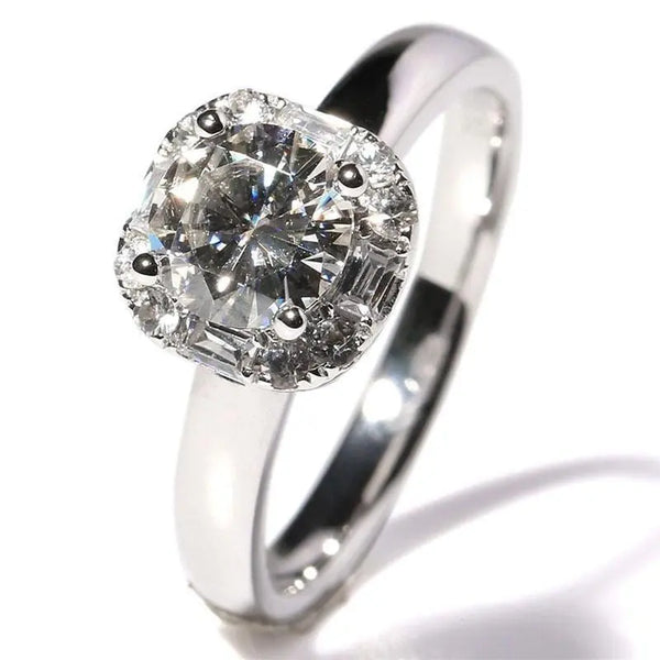 14k White Gold Halo Moissanite Ring 1ct Center Stone Moissanite Engagement Rings & Jewelry |  Biggest Engagement Ring  | Luxus Moissanite