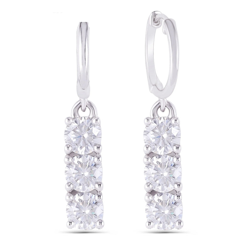 14k White Gold Hoop Drop / Dangle Moissanite Earrings 1.02ctw Moissanite Engagement Rings & Jewelry | Luxus Moissanite