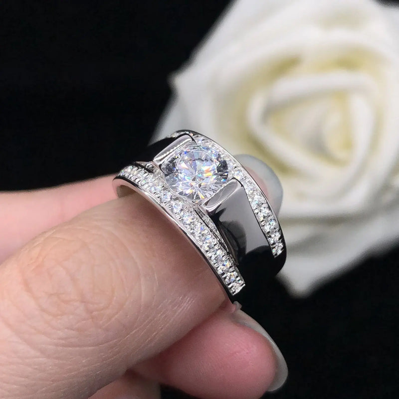 Real Diamond Mens Engagement Ring 0.14 Carat 5.5 mm 14K Yellow Gold Wedding  Band | eBay