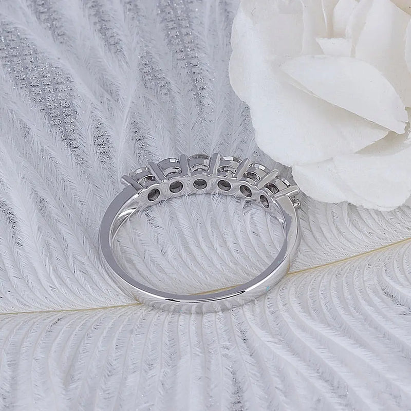 14k White Gold Moissanite 6 Stone Anniversary Ring 0.6ct Total Moissanite Engagement Rings & Jewelry | Luxus Moissanite
