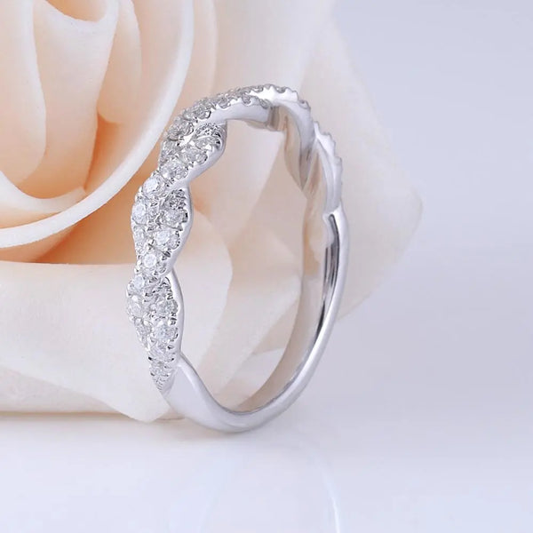 14k White Gold Moissanite Anniversary Ring / Wedding Band 0.5ct Total Moissanite Engagement Rings & Jewelry | Luxus Moissanite
