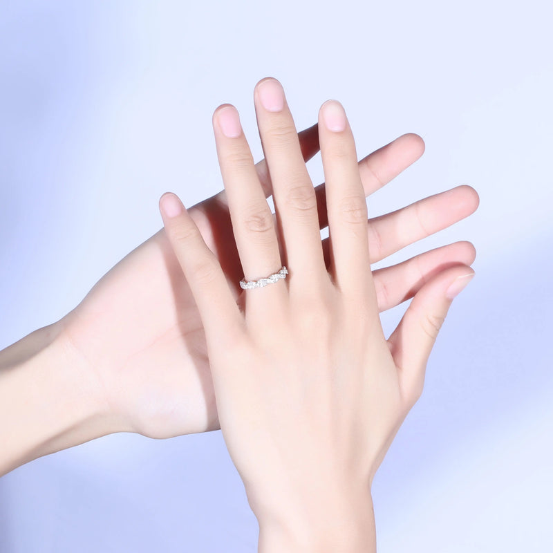 14k White Gold Moissanite Anniversary Ring / Wedding Band 0.5ct Total Moissanite Engagement Rings & Jewelry | Luxus Moissanite