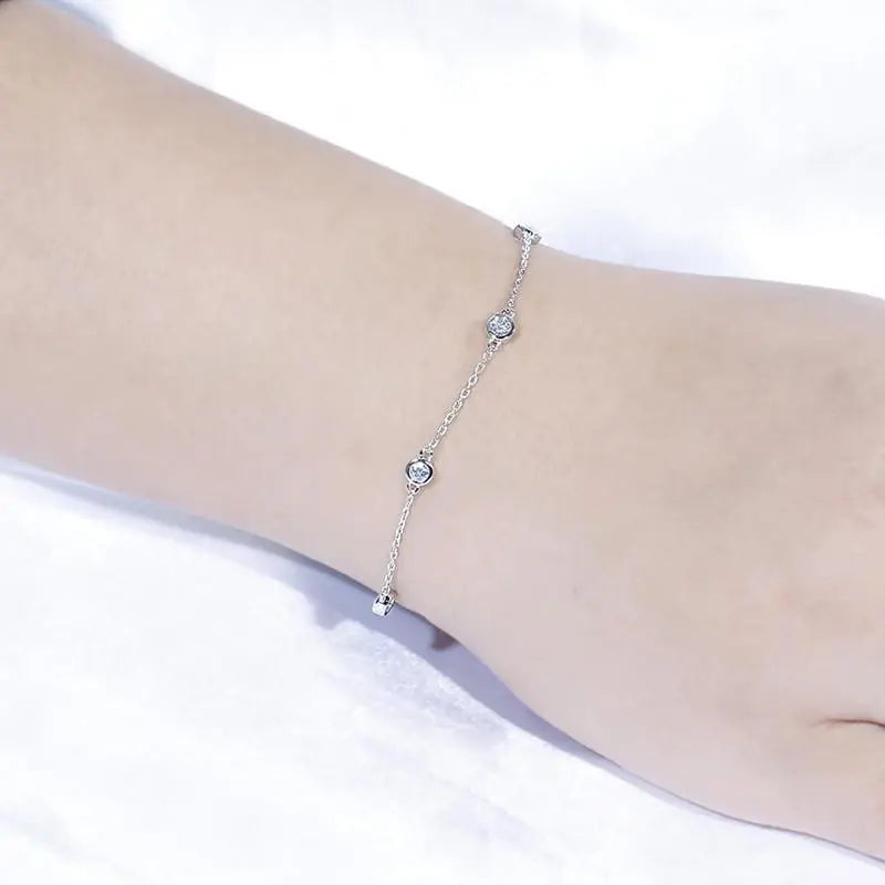 14k White Gold Moissanite Bracelet 0.55ctw Moissanite Engagement Rings & Jewelry | Luxus Moissanite