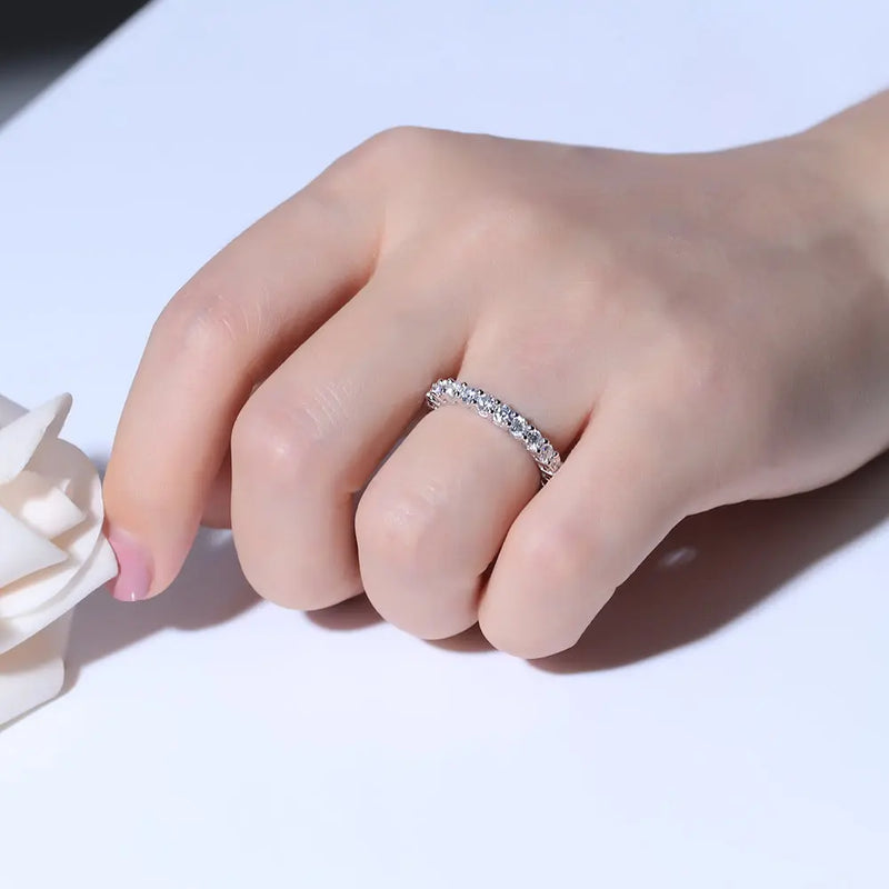 14k White Gold Moissanite Eternity Ring Approx 1.5 Carat Total Moissanite Engagement Rings & Jewelry | Luxus Moissanite