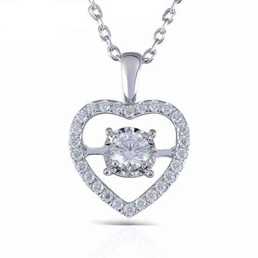 14k White Gold Moissanite Necklace / Pendant 0.5ct Center Stone Moissanite Engagement Rings & Jewelry | Luxus Moissanite - White Gold Moissanite Necklace