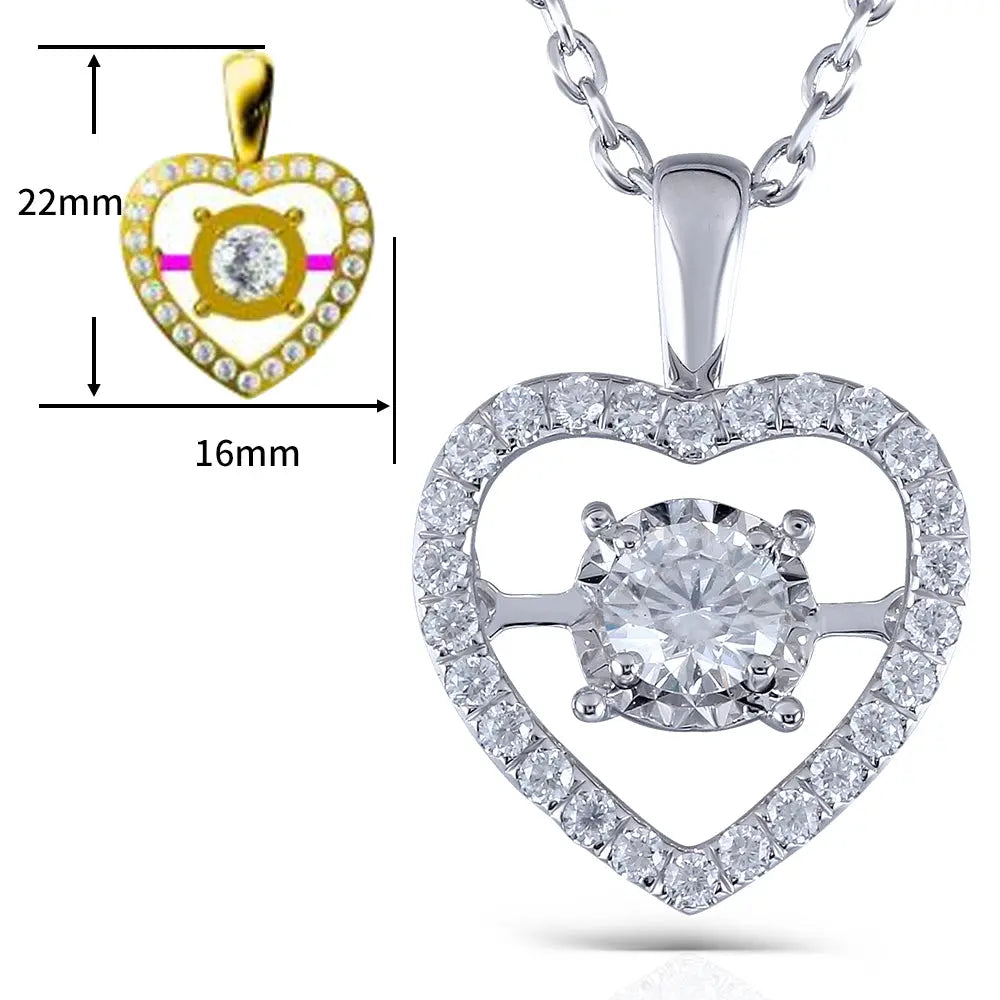 14k White Gold Moissanite Necklace / Pendant 0.5ct Center Stone Moissanite Engagement Rings & Jewelry | Luxus Moissanite - White Gold Moissanite Necklace