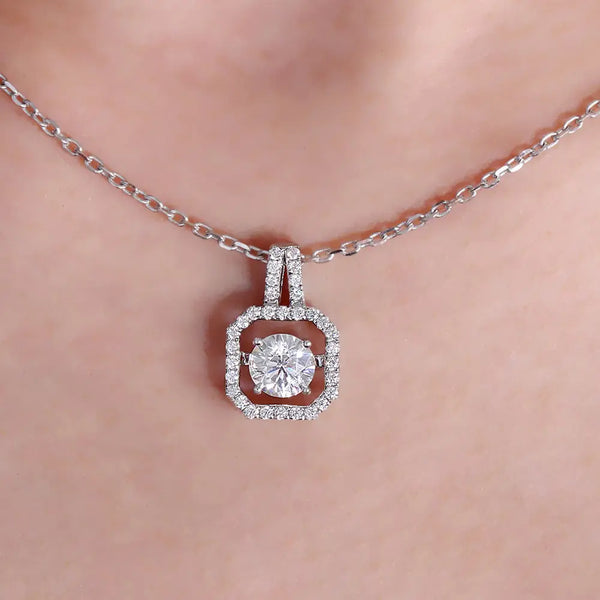 14k White Gold Moissanite Necklace / Pendant 1.34ct Total Moissanite Engagement Rings & Jewelry | Luxus Moissanite