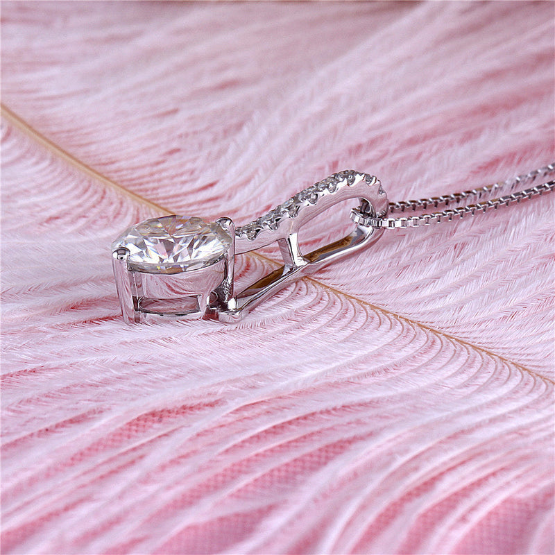 14k White Gold Moissanite Necklace / Pendant 1.64ctw Moissanite Engagement Rings & Jewelry | Luxus Moissanite