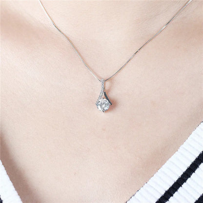 14k White Gold Moissanite Necklace / Pendant 1.6ct Center Stone Moissanite Engagement Rings & Jewelry | Luxus Moissanite | Valentine's Day Necklace for Her