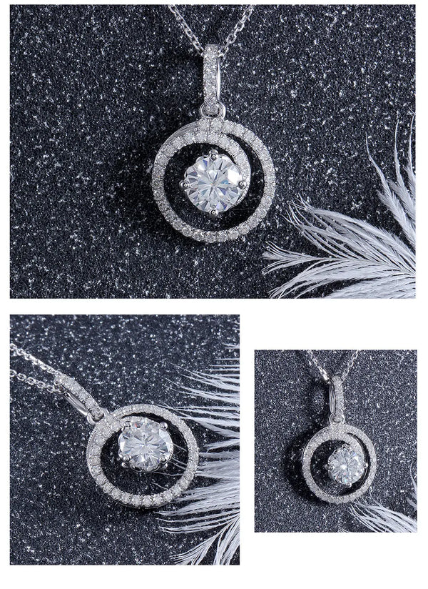 14k White Gold Moissanite Necklace / Pendant 1ct Center Stone Moissanite Engagement Rings & Jewelry | 14k Necklace | Luxus Moissanite