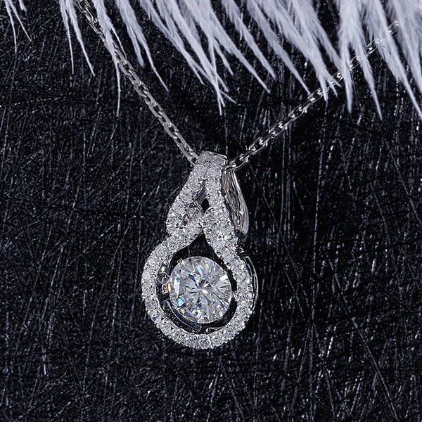 14k White Gold Moissanite Necklace / Pendant 1ct Center Stone Moissanite Engagement Rings & Jewelry | 14k White Gold Pendant  |Luxus Moissanite
