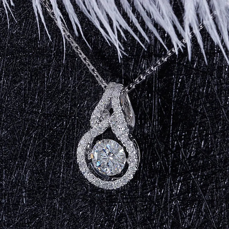 14k White Gold Moissanite Necklace / Pendant 1ct Center Stone Moissanite Engagement Rings & Jewelry | Luxus Moissanite