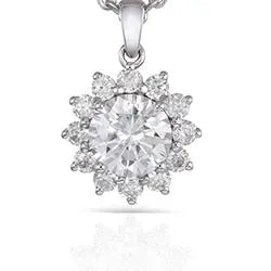 14k White Gold Moissanite Necklace / Pendant 1ct Center Stone Moissanite Engagement Rings & Jewelry |  Pendant Necklace Stone  |Luxus Moissanite