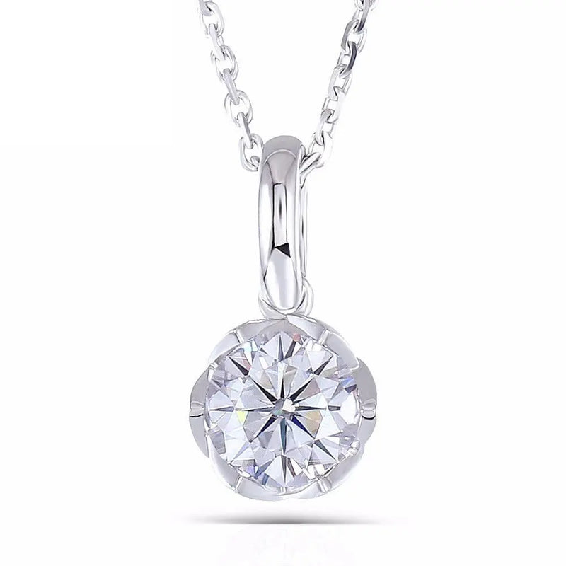 14k White Gold Moissanite Necklace / Pendant 1ct Moissanite Engagement Rings & Jewelry | Beautiful Necklace Pendant | Luxus Moissanite