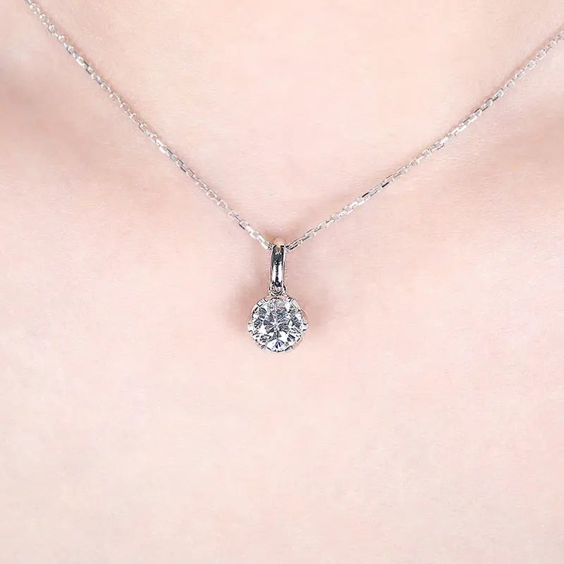 14k White Gold Moissanite Necklace / Pendant 1ct Moissanite Engagement Rings & Jewelry | Beautiful Necklace Pendant |Luxus Moissanite