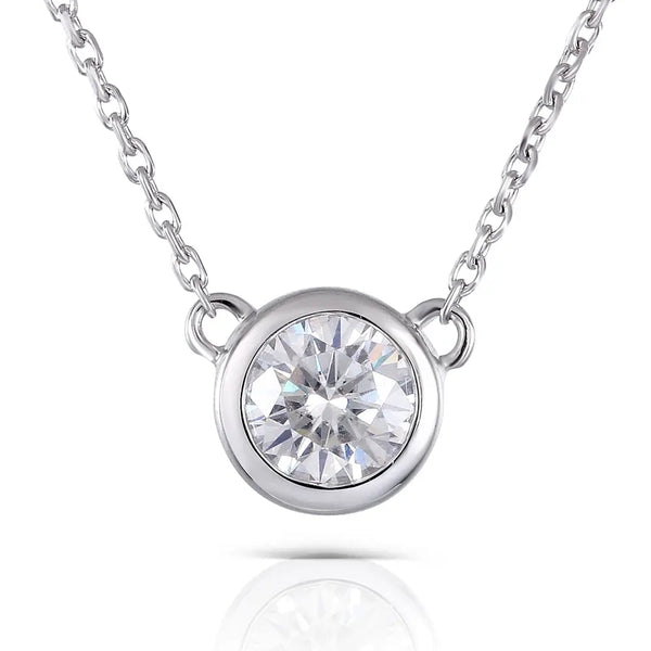 14k White Gold Moissanite Necklace 0.5ct Moissanite Engagement Rings & Jewelry |  Pendant Necklace  |Luxus Moissanite