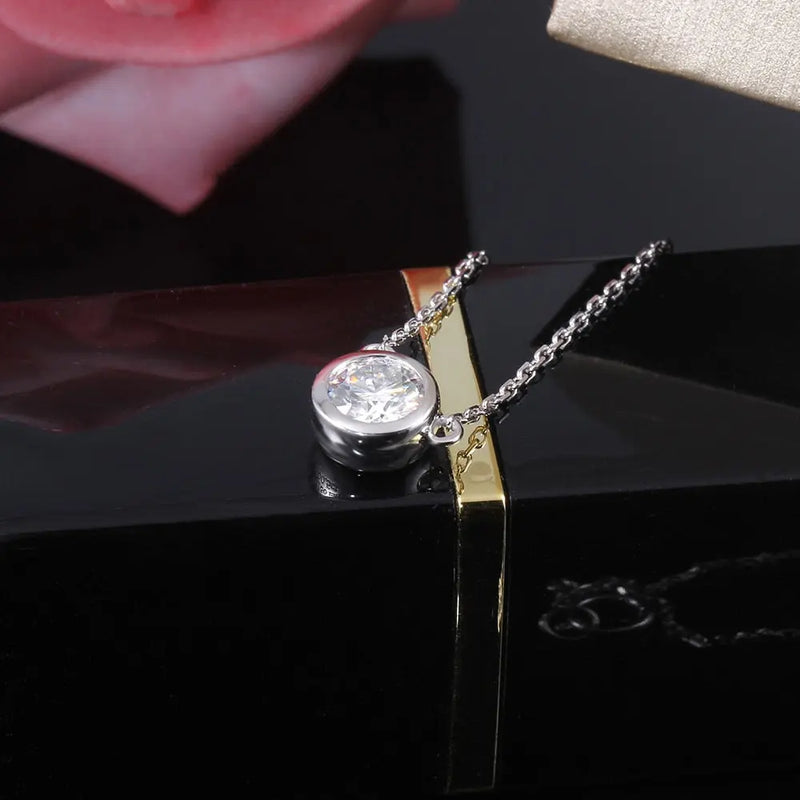 14k White Gold Moissanite Necklace 0.5ct Moissanite Engagement Rings & Jewelry | Luxus Moissanite