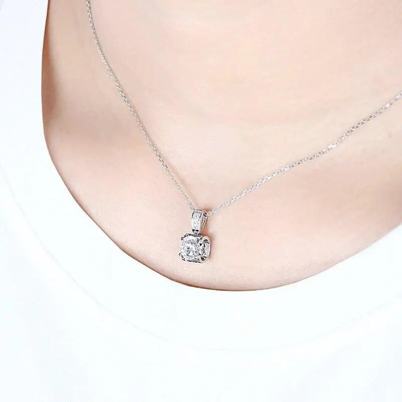 14k White Gold Moissanite Necklace 1.04ct Total – Luxus Moissanite