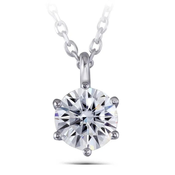 14k White Gold Moissanite Necklace 1.5ct Stone Moissanite Engagement Rings & Jewelry | Luxus Moissanite