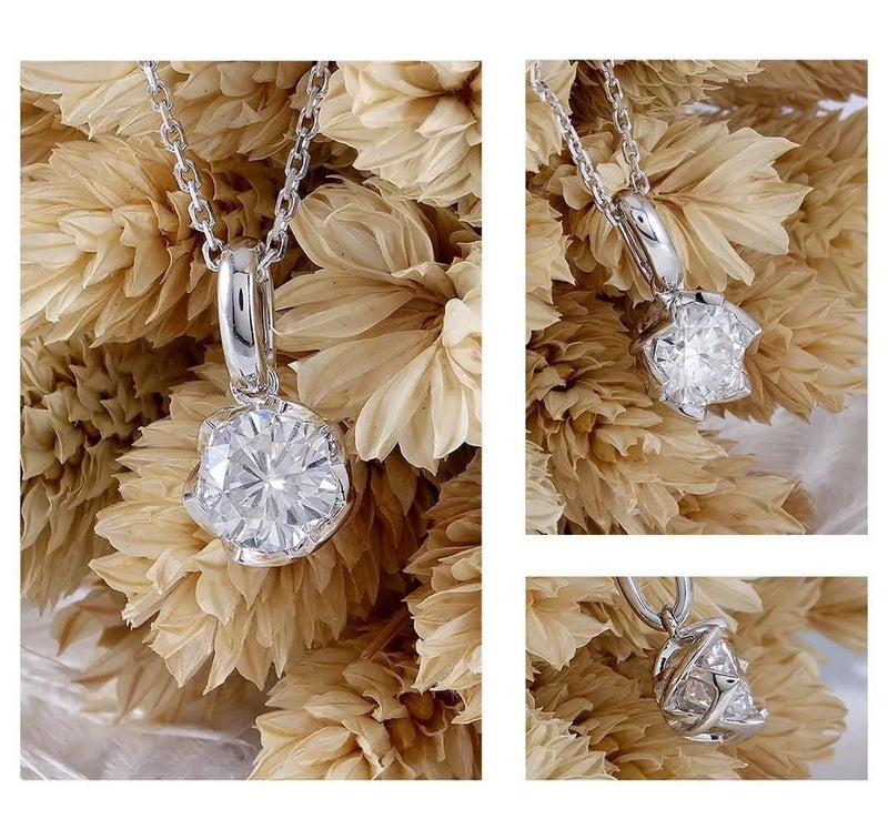 14k White Gold Moissanite Necklace 1ct Moissanite Engagement Rings & Jewelry | Luxus Moissanite
