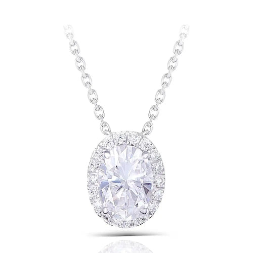 14k White Gold Moissanite Necklace 1ct Total Moissanite Engagement Rings & Jewelry | Necklace for Lover | Luxus Moissanite