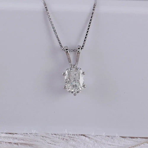 14k White Gold Moissanite Necklaces Oval Cut 1ct Moissanite Engagement Rings & Jewelry | Luxus Moissanite