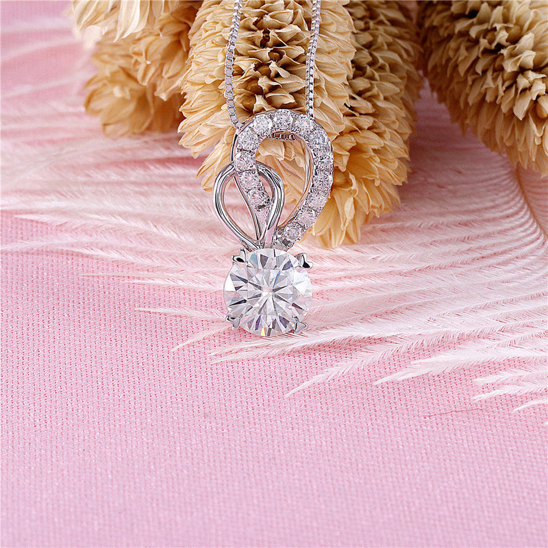 14k White Gold Moissanite Pendant / Necklace 1.77ctw Moissanite Engagement Rings & Jewelry | Luxus Moissanite