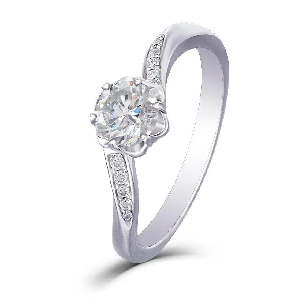 14k White Gold Moissanite Ring 0.5ct Center Stone Moissanite Engagement Rings & Jewelry | Best Engagement Ring  | Best Engagement Ring | Luxus Moissanite