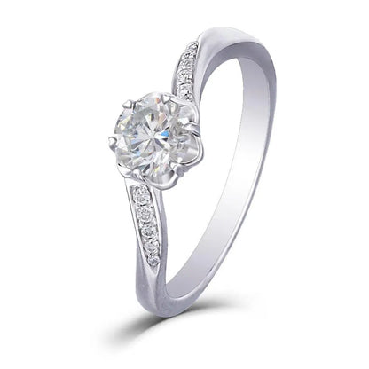 14k White Gold Moissanite Ring 0.5ct Center Stone Moissanite Engagement Rings & Jewelry | Best Engagement Ring  | Best Engagement Ring | Luxus Moissanite