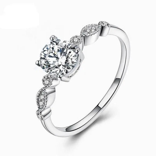 14k White Gold Moissanite Ring 0.8ct Center Stone Moissanite Engagement Rings & Jewelry | Luxus Moissanite | Fantasy Ring Collection