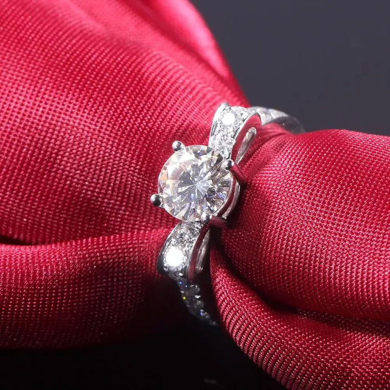 14k White Gold Moissanite Ring 1.6ct Total Moissanite Engagement Rings & Jewelry | Luxus Moissanite