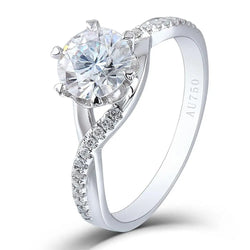 14k White Gold Moissanite Ring 1ct Center Stone Moissanite Engagement Rings & Jewelry | Luxus Moissanite