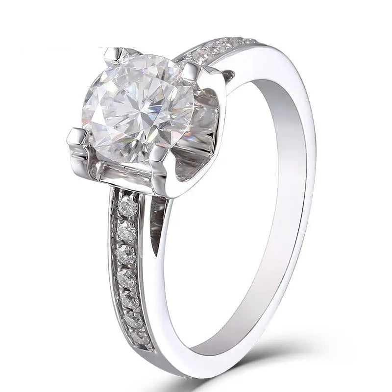 14k White Gold Moissanite Ring 1ct Center Stone Moissanite Engagement Rings & Jewelry | Luxus Moissanite - Affordable Real Jewelry 