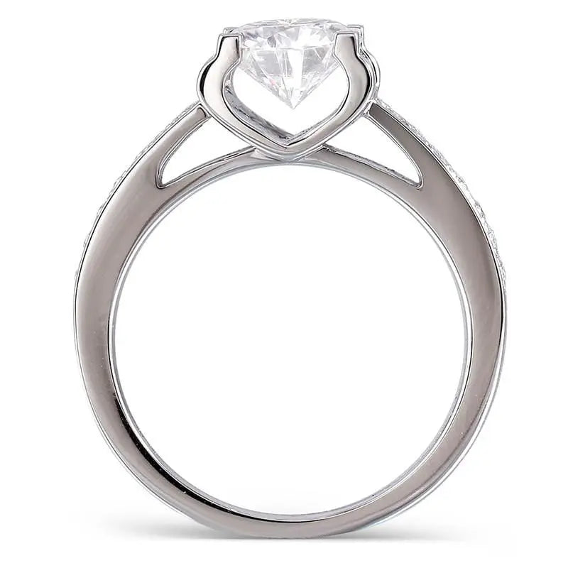 14k White Gold Moissanite Ring 1ct Center Stone Moissanite Engagement Rings & Jewelry | Luxus Moissanite - Affordable Real Jewelry 