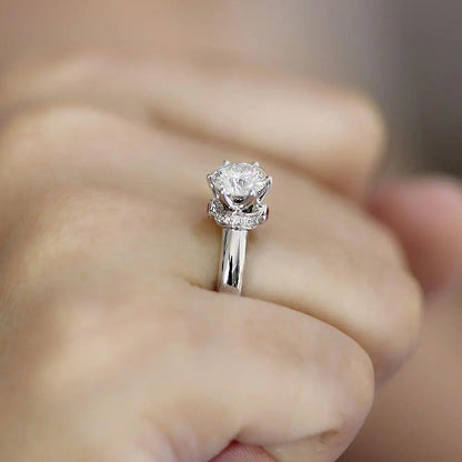 14k White Gold Moissanite Ring 1ct Center Stone Moissanite Engagement Rings & Jewelry | Luxus Moissanite - Unique Engagement Rings Near Me