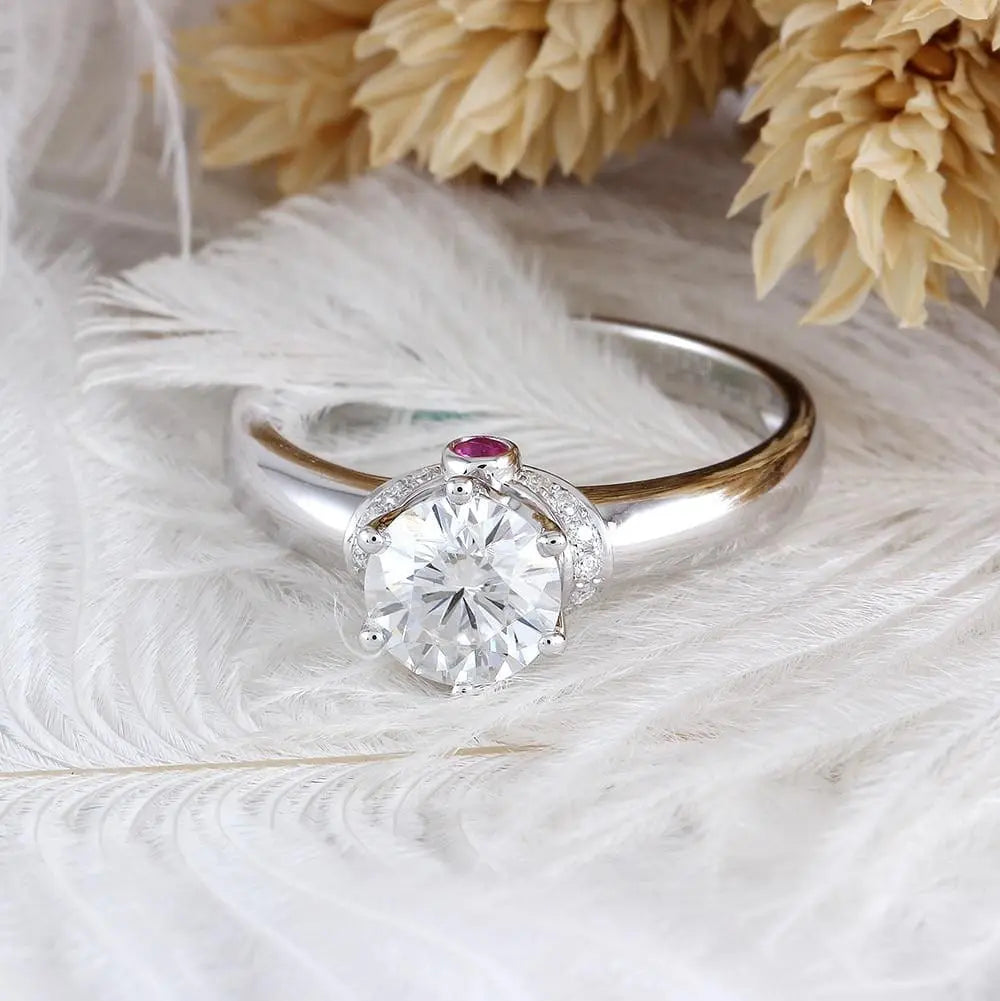 14k White Gold Moissanite Ring 1ct Center Stone Moissanite Engagement Rings & Jewelry | Luxus Moissanite - Unique Engagement Rings Near Me