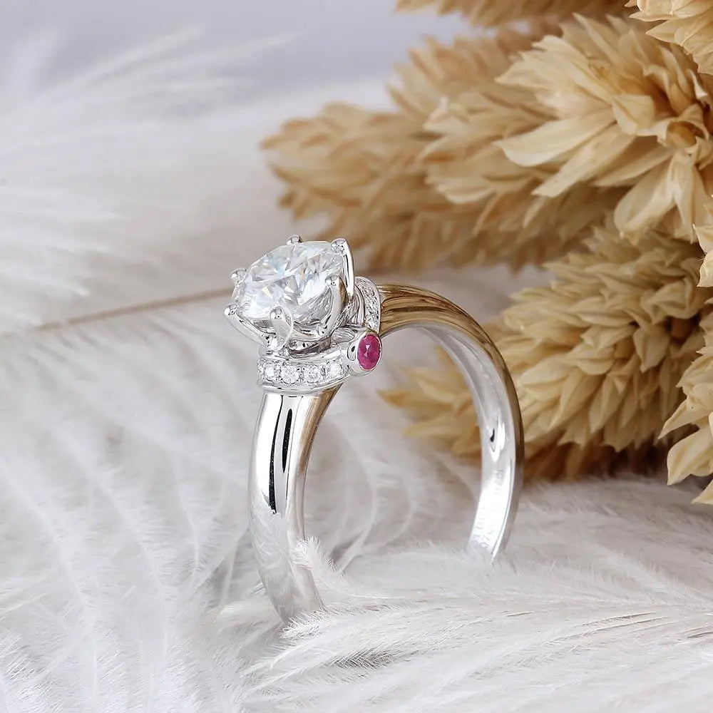 14k White Gold Moissanite Ring 1ct Center Stone Moissanite Engagement Rings & Jewelry | Luxus Moissanite - Unique Engagement Rings Near Me