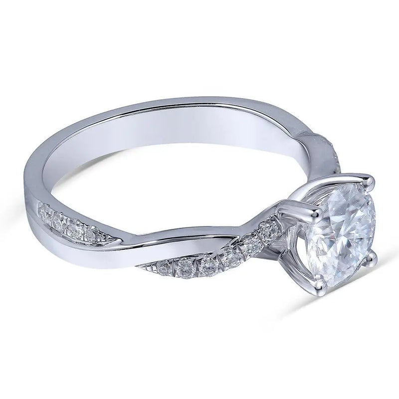 14k White Gold Moissanite Ring 1ct Center Stone Moissanite Engagement Rings & Jewelry | Luxus Moissanite