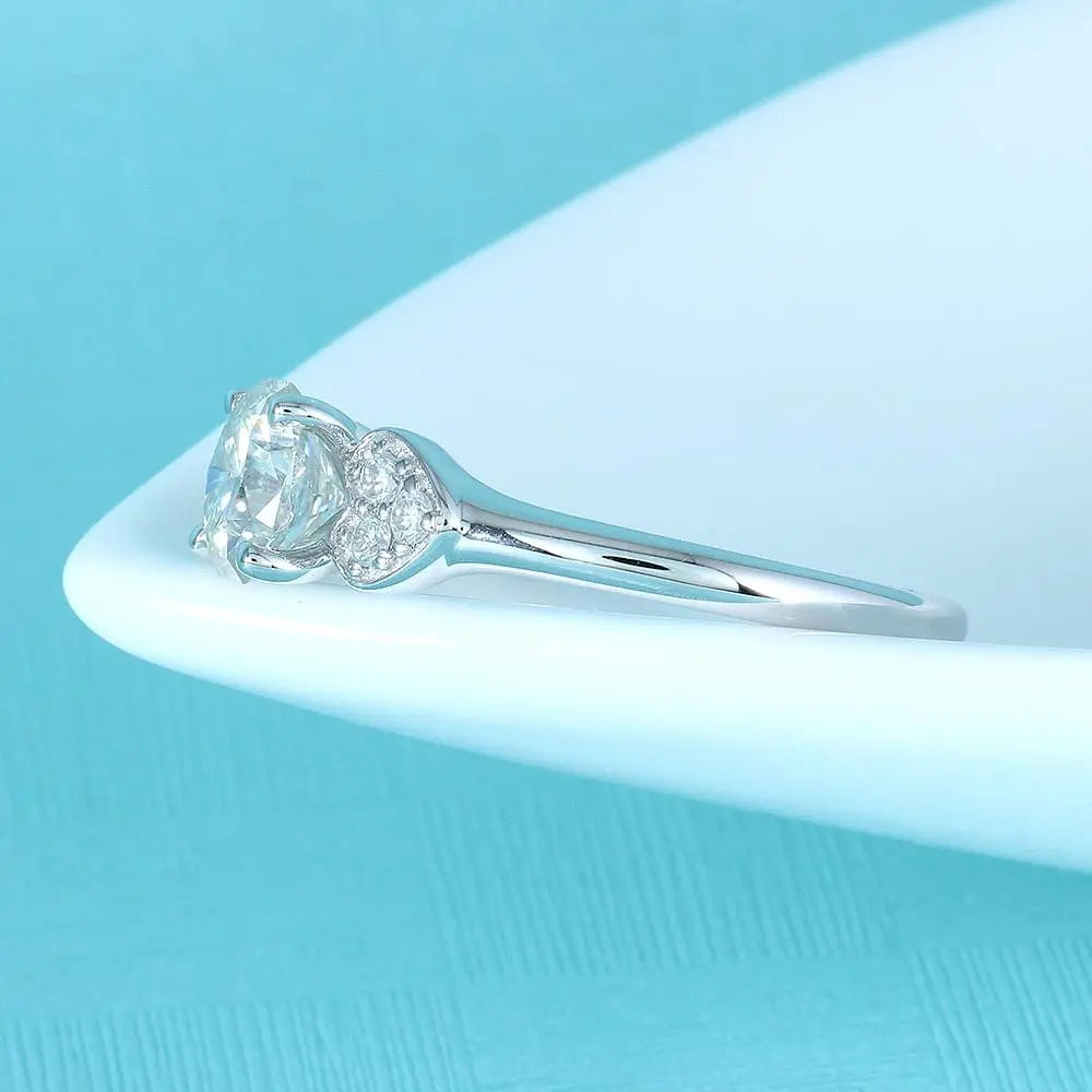 14k White Gold Moissanite Ring Octagon Cut 1.12ct Total Moissanite Engagement Rings & Jewelry | Luxus Moissanite | Best and Unique Engagement Ring Cuts