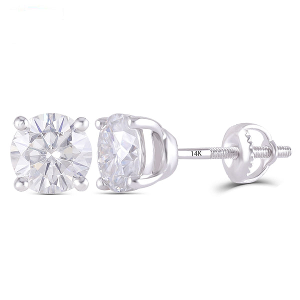 14k White Gold Moissanite Stiud Earrings 2ctw Moissanite Engagement Rings & Jewelry | Luxus Moissanite