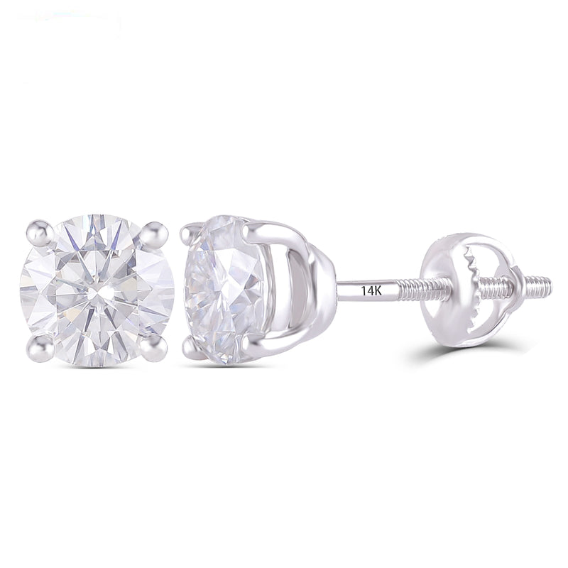14k White Gold Moissanite Stiud Earrings 2ctw Moissanite Engagement Rings & Jewelry | 14k White Gold Earrings Studs | Luxus Moissanite