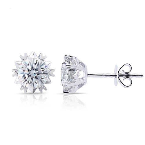 14k White Gold Moissanite Stud Earrings 2ctw Moissanite Engagement Rings & Jewelry | Luxus Moissanite