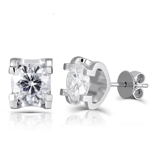 14k White Gold Moissanite Stud Earrings 2ctw Moissanite Engagement Rings & Jewelry | 14k Stud  | Luxus Moissanite