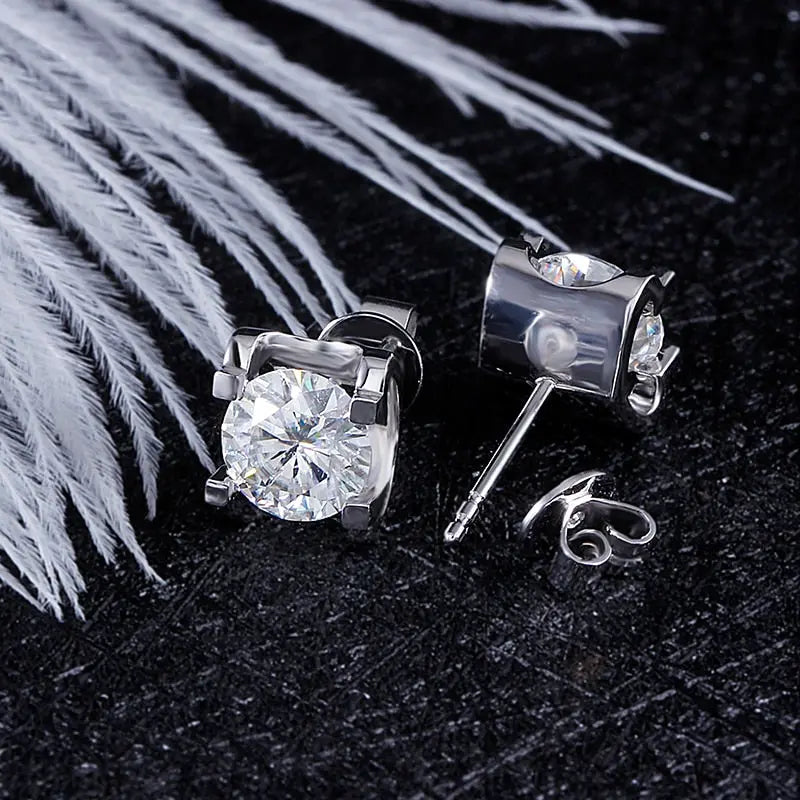 14k White Gold Moissanite Stud Earrings 2ctw Moissanite Engagement Rings & Jewelry | 14k Stud  | Luxus Moissanite