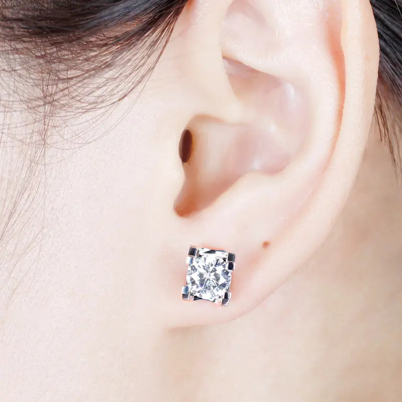 14k White Gold Moissanite Stud Earrings 2ctw Moissanite Engagement Rings & Jewelry | 14k Stud | Luxus Moissanite